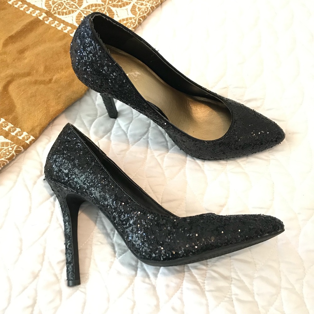 Mossimo Black Glitter Sparkle Party Heel Size 7